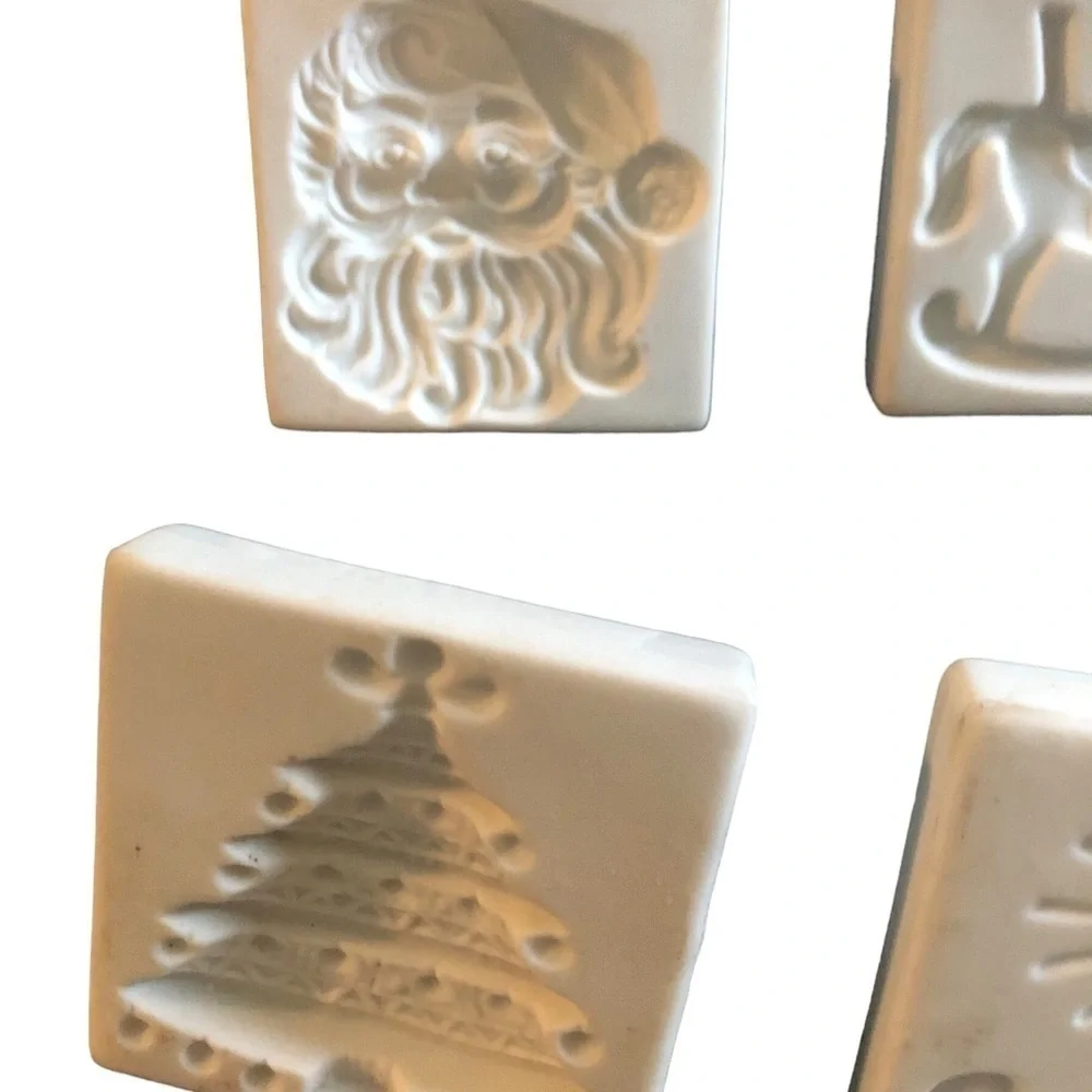 Holiday Christmas Cookie/Butter Press 4PC 2X2” Set Baking Decorating Entertain
